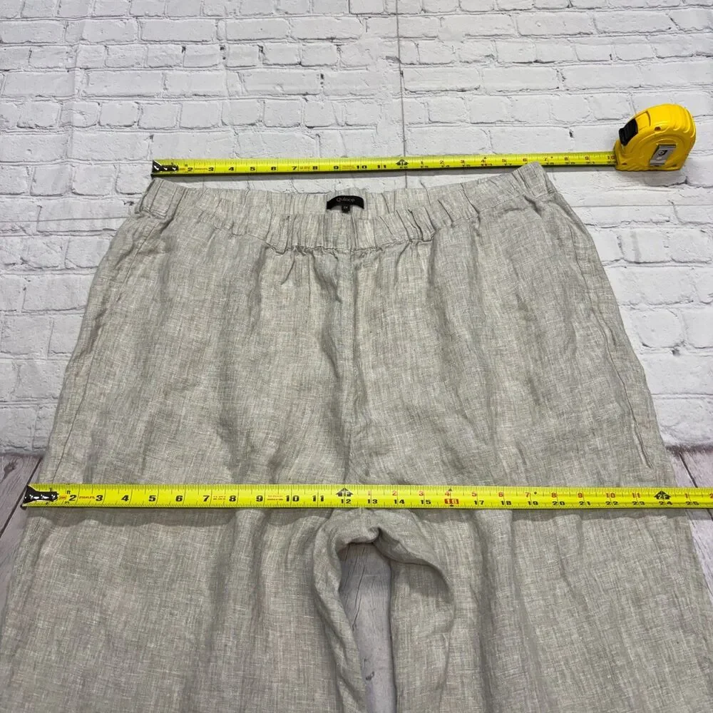 Quince Women Wide Leg 100% Linen Crop Pants Size 2X Beige D127 -22